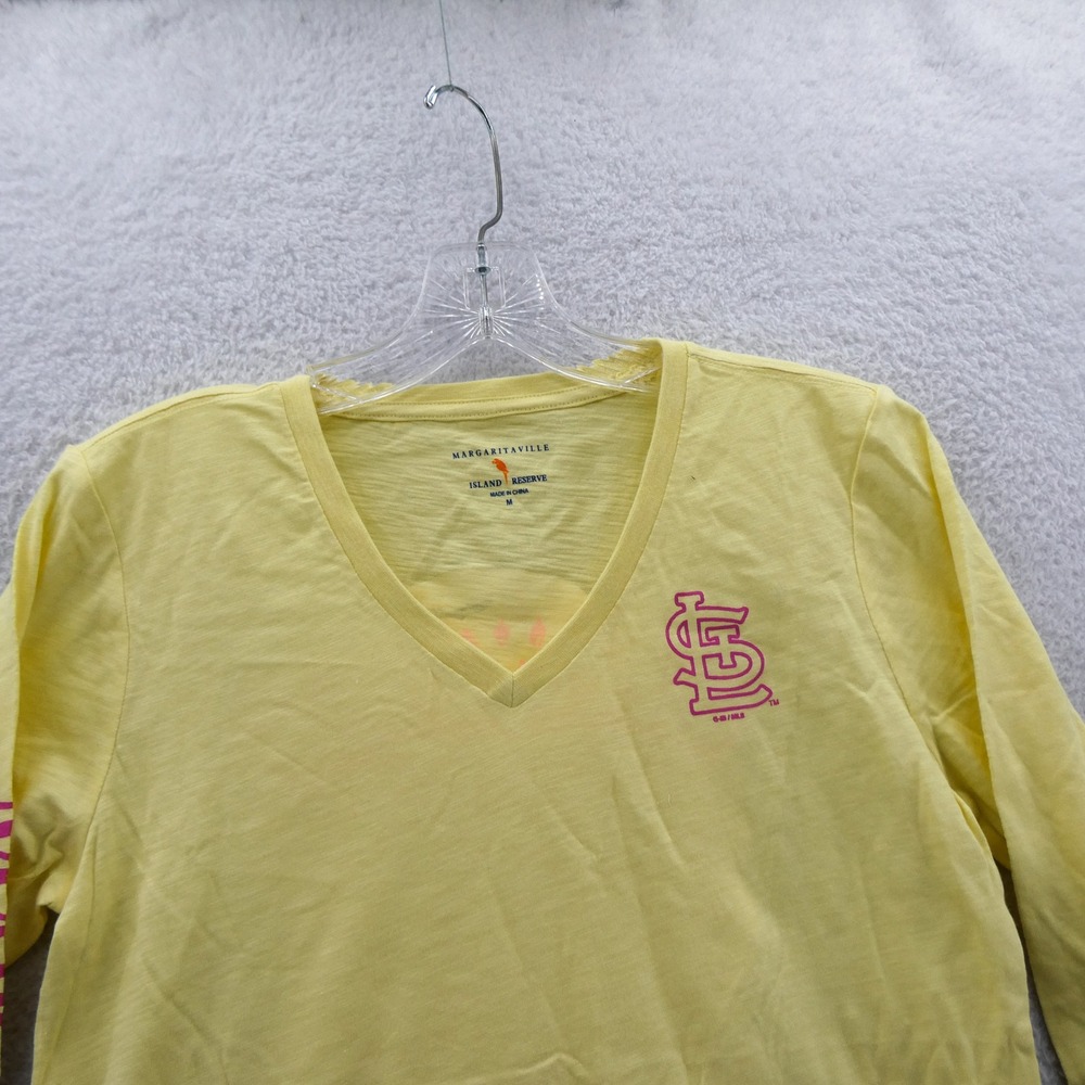 Margaritaville Shirt Womens Medium St Louis Cardinals Yellow Long Sleeve Vintage - Picture 5 of 10
